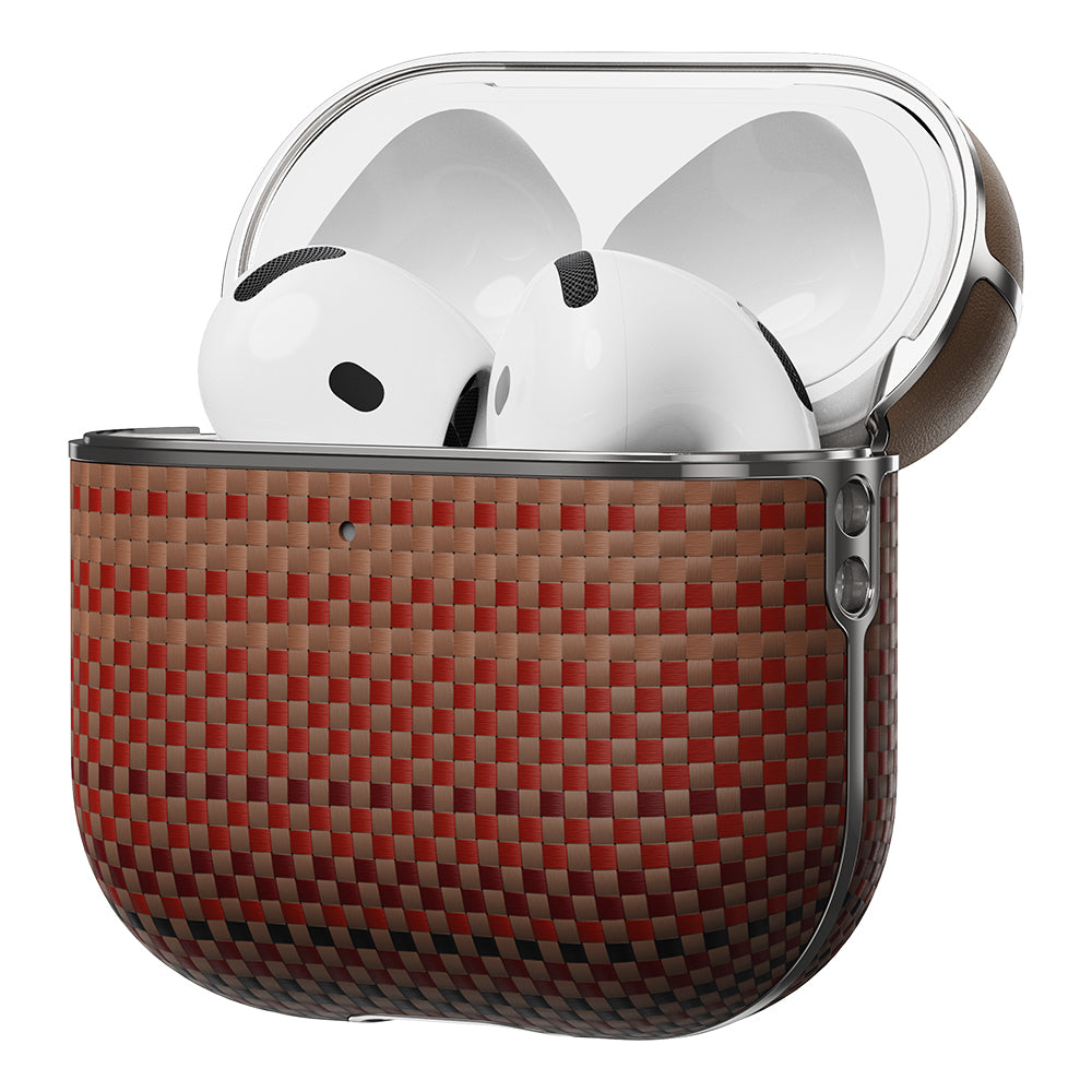 Apple Airpods Pro 2 Kılıf Aramid Fiber Pitaka Tactile Woven Sunset-Moonrise Serisi Sunset Kapak Kahverengi