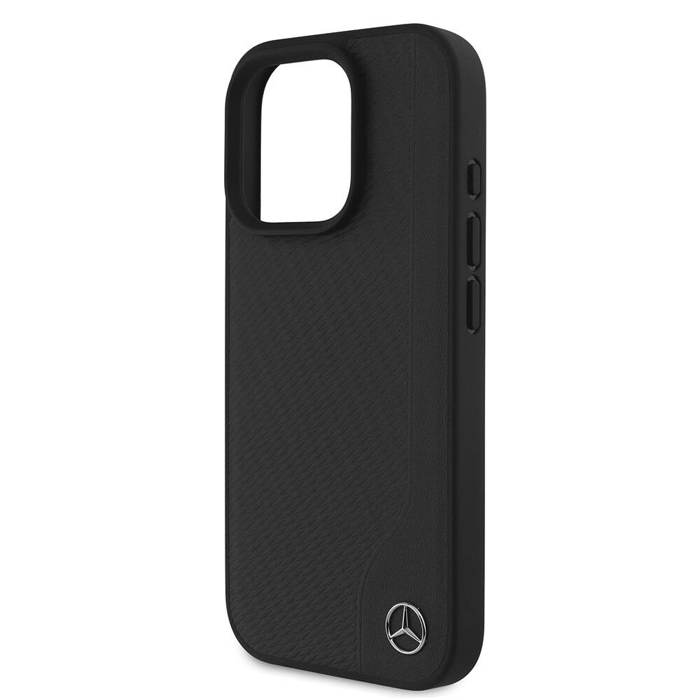 MERCEDES BENZ iPhone 16 Pro Orjinal Lisanslı Magsafe Şarj Özellikli 3D Metal Logolu Wood Imitation Deri Kılıf