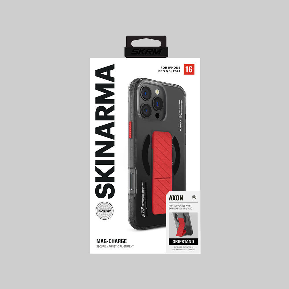 Magsafe Şarj Özellikli Teknoloji Desenli Standlı Skinarma Axon Siyah Kapak - enzaksesuar