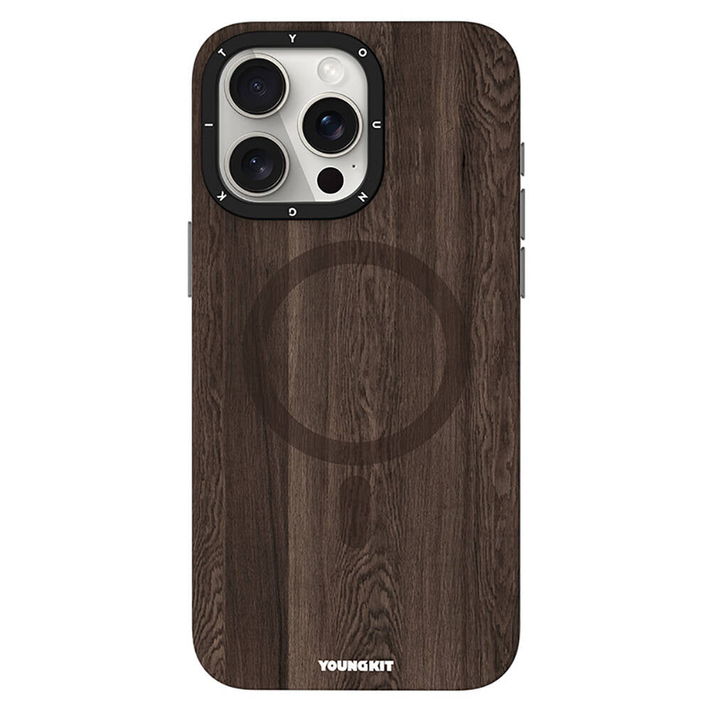 Magsafe Şarj Özellikli Sararmaya Dayanıklı Youngkit Wood Forest Serisi Kahverengi Kapak - enzaksesuar