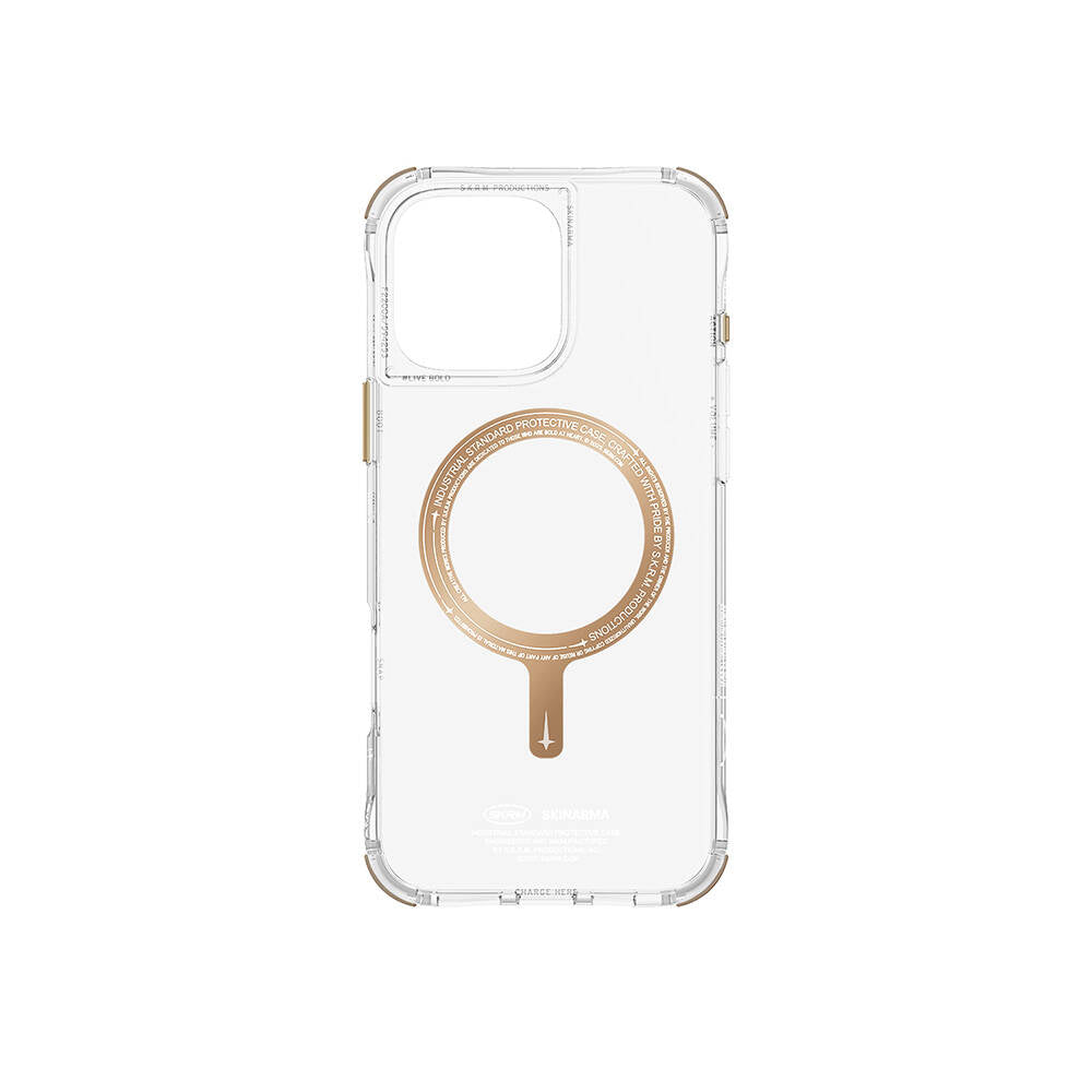 Magsafe Şarj Özellikli Airbagli Şeffaf SkinArma Saido Prime Gold Kapak - enzaksesuar
