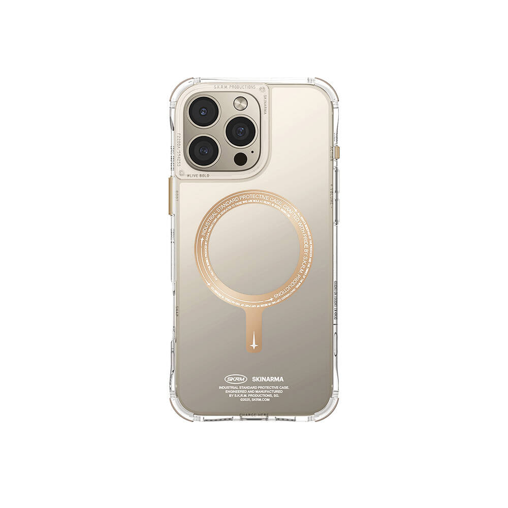Magsafe Şarj Özellikli Airbagli Şeffaf SkinArma Saido Prime Gold Kapak - enzaksesuar