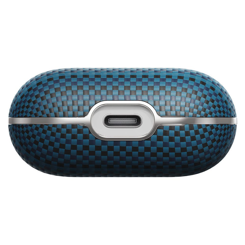 Apple Airpods Pro 2 Kılıf Aramid Fiber Pitaka Tactile Woven Sunset-Moonrise Serisi Sunset Kapak Mavi