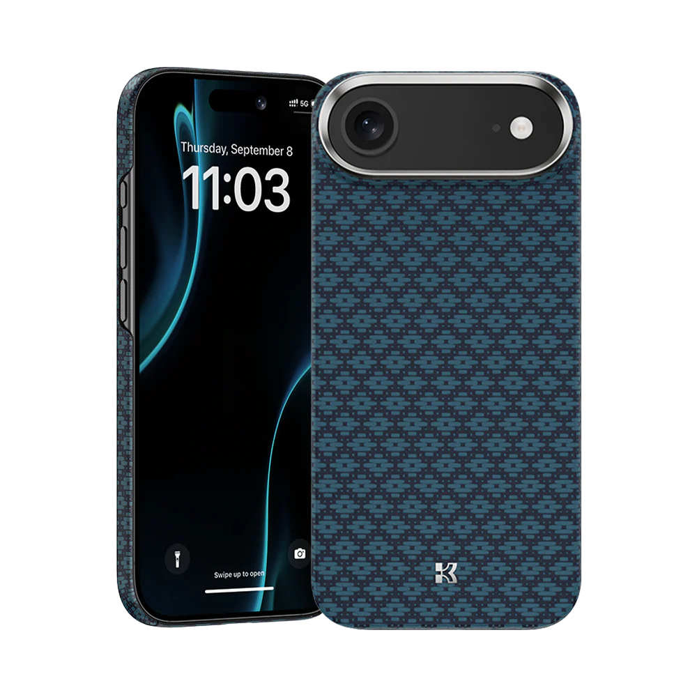 Apple iPhone 17 Air Kılıf M-Safe Şarj Özellikli Benks ArmorAir ArmorGrid Serisi Kevlar Kapak Mavi