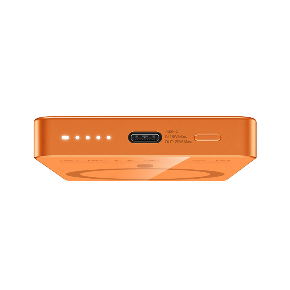 Recci RPB-W36 Ultra İnce PD 20W Hızlı Şarj Özellikli Wireless Powerbank 15W 10000mAh Turuncu