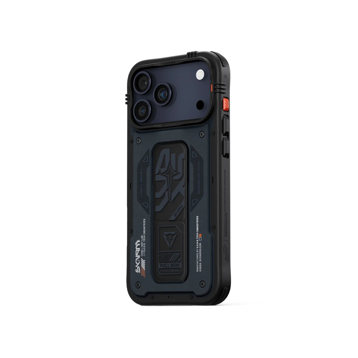 Apple iPhone 17 Pro Max Kılıf Desenli Airbag Tasarımlı Standlı Skinarma Aegis Kapak Lacivert