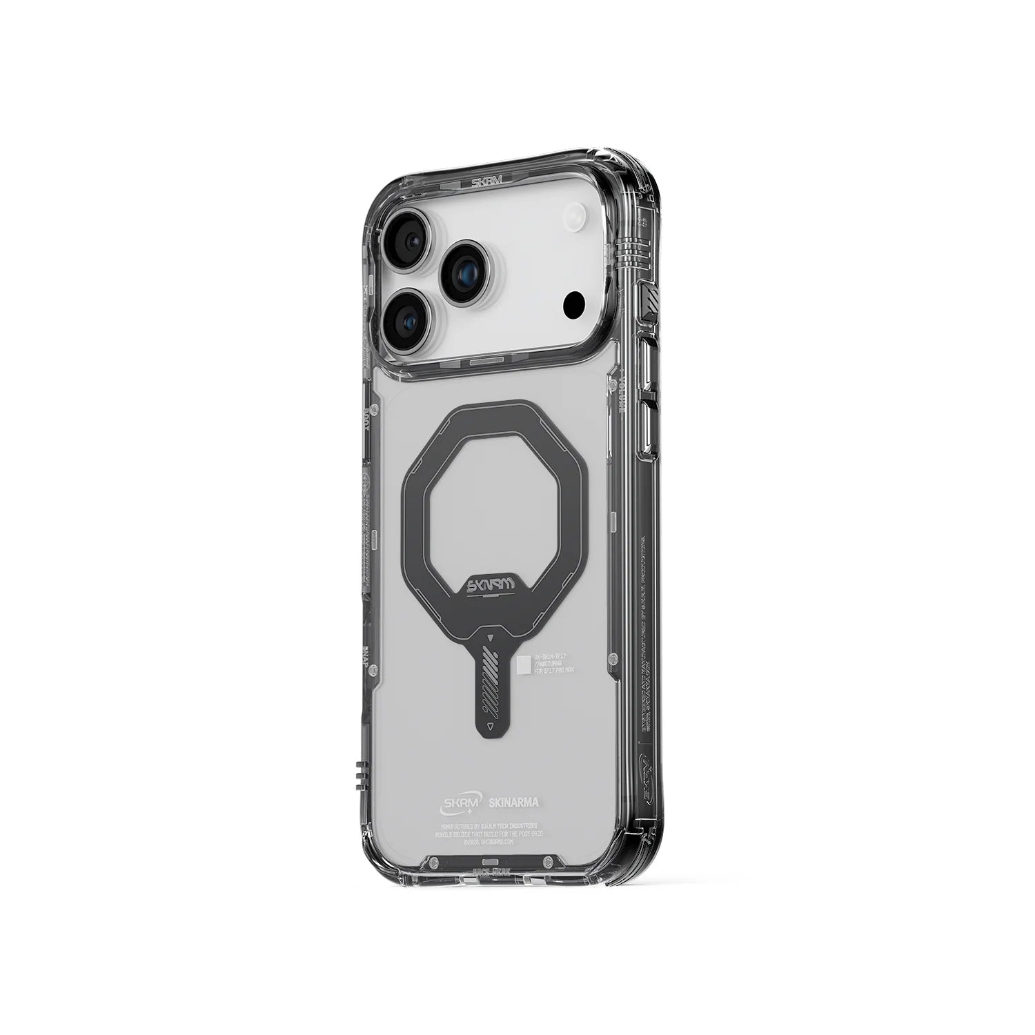 Apple iPhone 17 Pro Max Kılıf M-safe Şarj Özellikli Şeffaf Airbag Tasarımlı Skinarma Saido Mag-Charge Kapak Füme