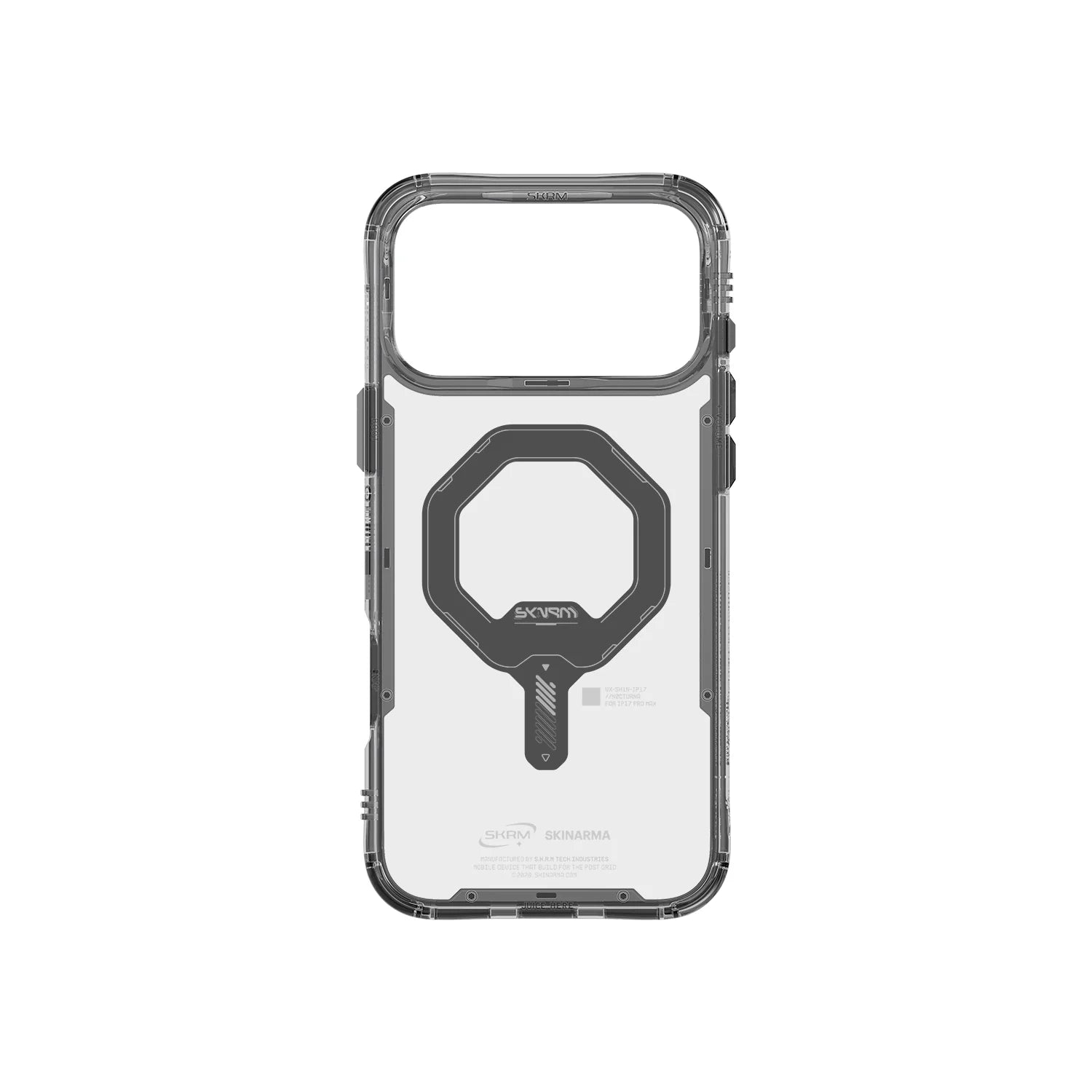 Apple iPhone 17 Pro Max Kılıf M-safe Şarj Özellikli Şeffaf Airbag Tasarımlı Skinarma Saido Mag-Charge Kapak Füme