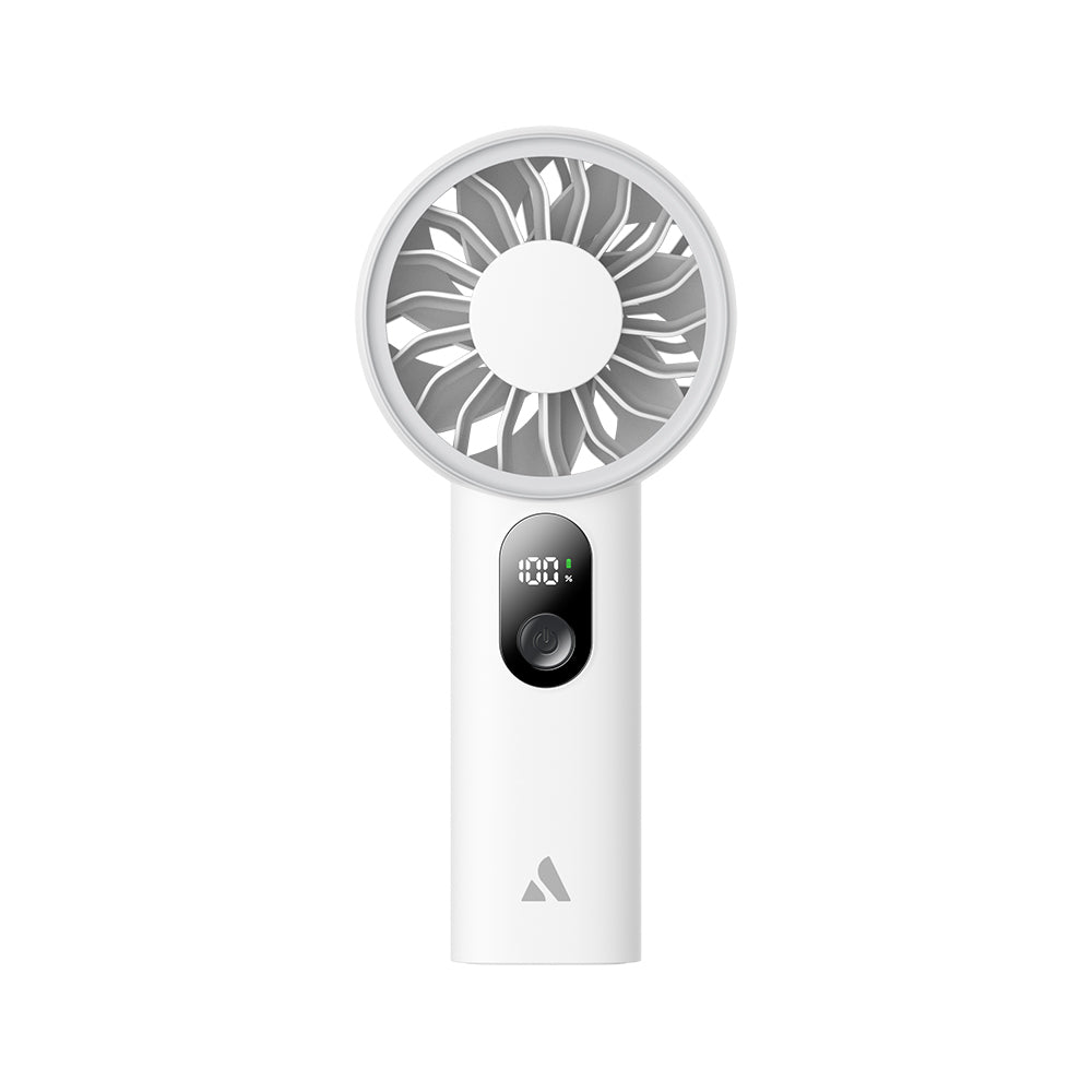 Aecooly PE01 Dijital LED Göstergeli 5 Kademeli Portatif Soğutucu El Fanı Beyaz