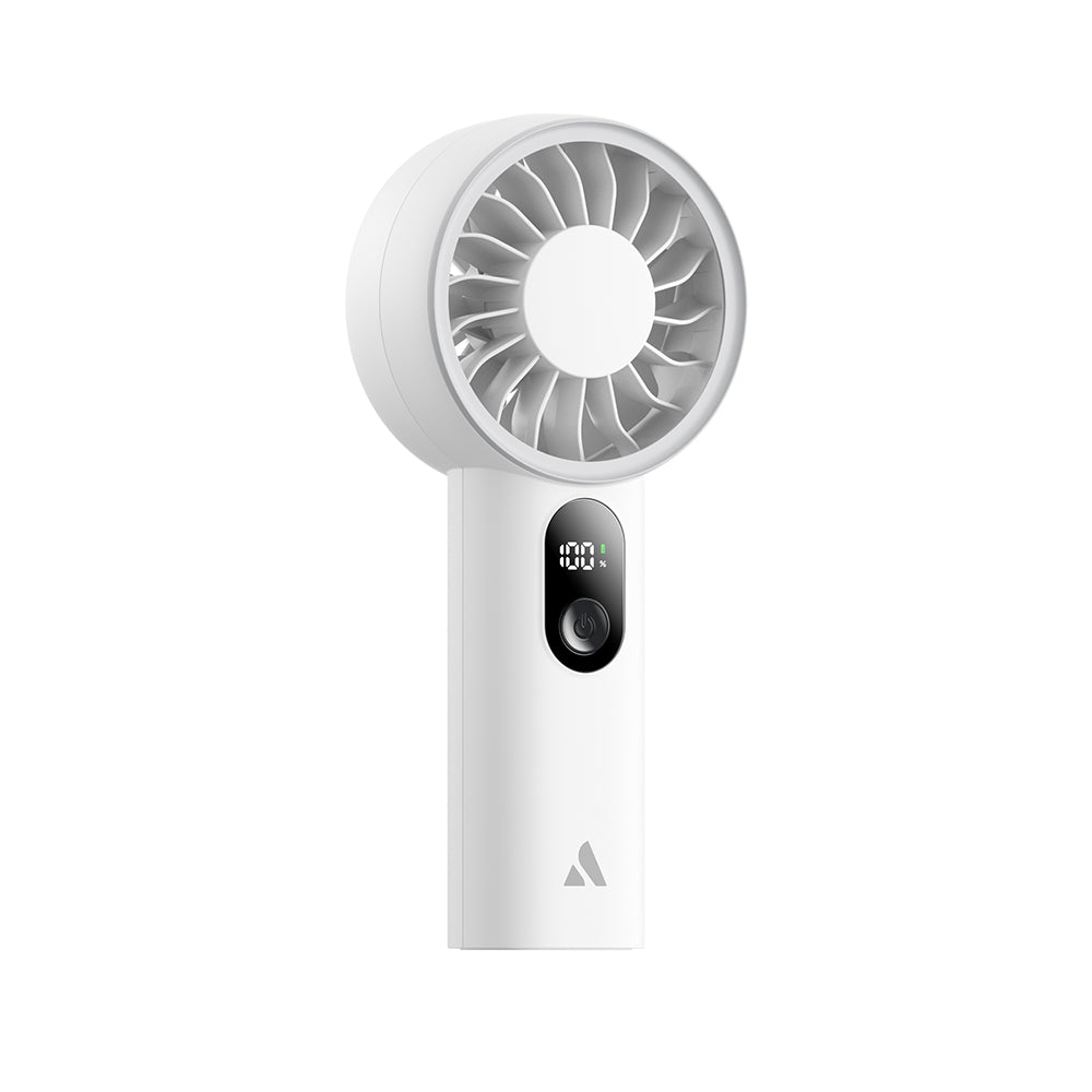 Aecooly PE01 Dijital LED Göstergeli 5 Kademeli Portatif Soğutucu El Fanı Beyaz