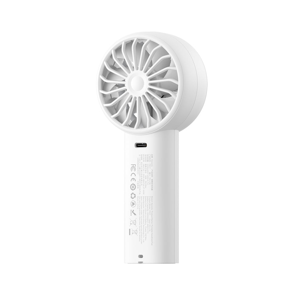 Aecooly PE01 Dijital LED Göstergeli 5 Kademeli Portatif Soğutucu El Fanı Beyaz