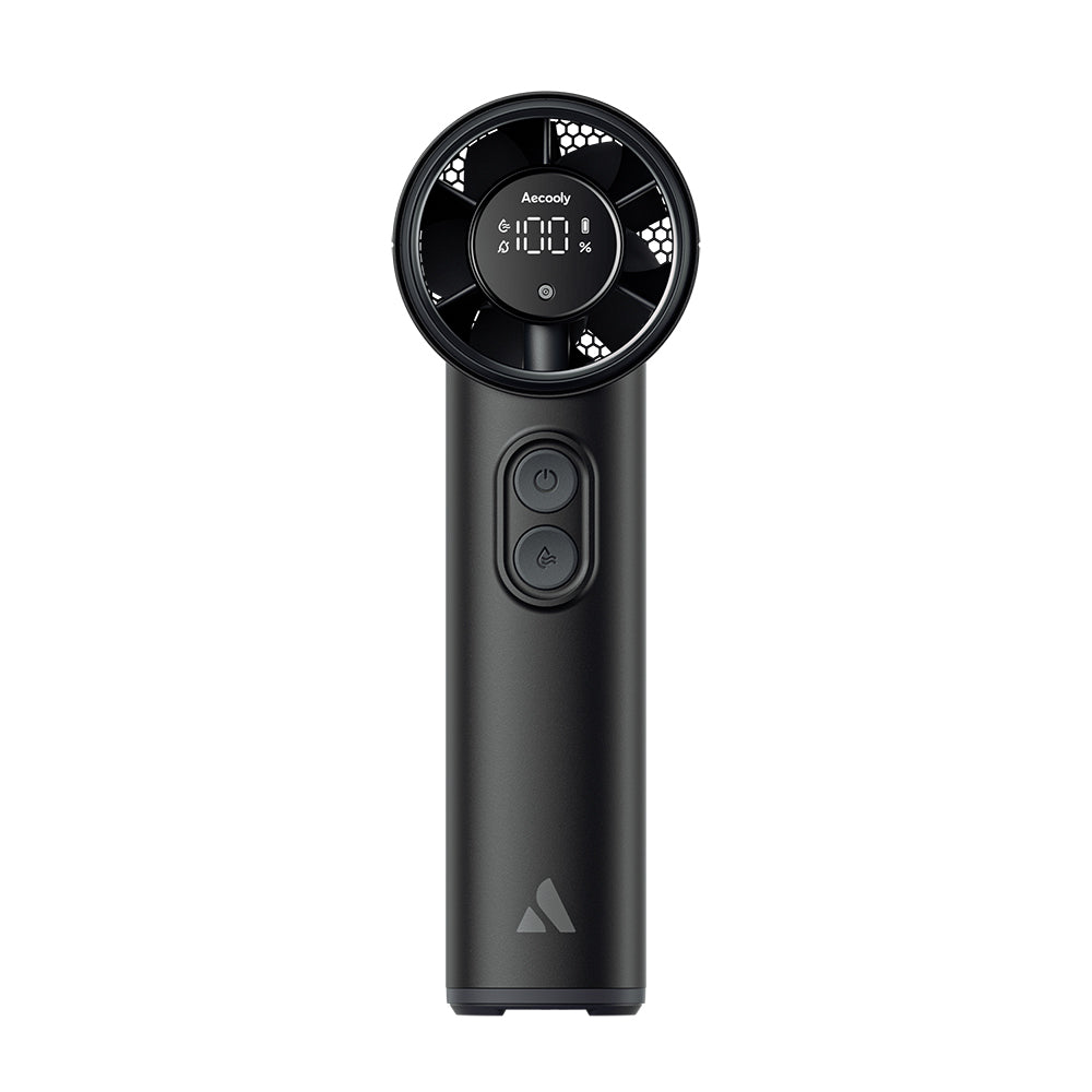 Aecooly PM02 Dijital LED Göstergeli Mist Chill Özellikli 5 Kademeli Portatif Soğutucu El Fanı Siyah