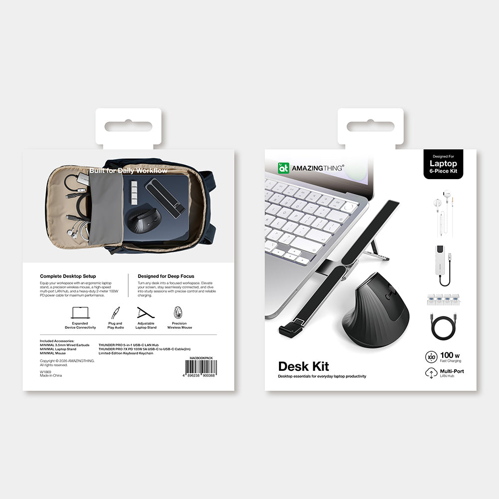 Amazingthing 5in1 Laptop Notebook Günlük Aksesuar Masaüstü Kiti Siyah-Beyaz