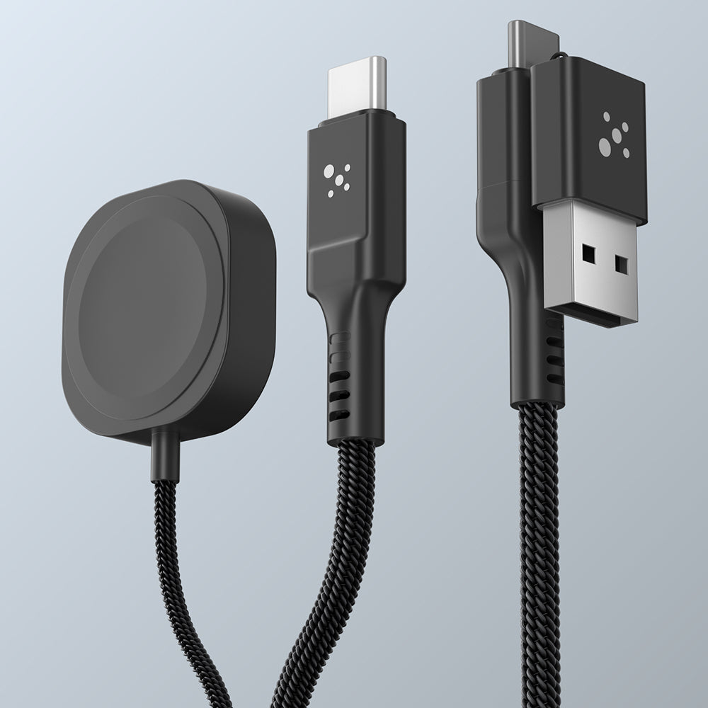 Amazingthing Thunder Pro 7X 100W Apple Watch Serisi Akıllı Saat Wireless 4in1 Type-C PD - Usb Hızlı Şarj Kablosu 1.5M Siyah