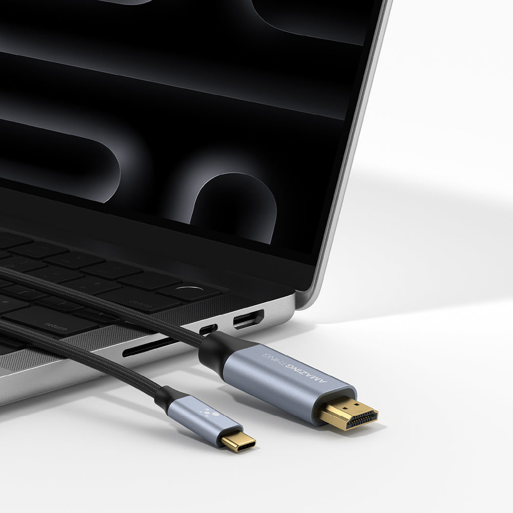 Amazingthing Thunder Pro HDTV Görüntü ve Ses Aktarıcı Type-C to HDMI Kablo Ultra HD 4K 60Hz 1.5M Gri