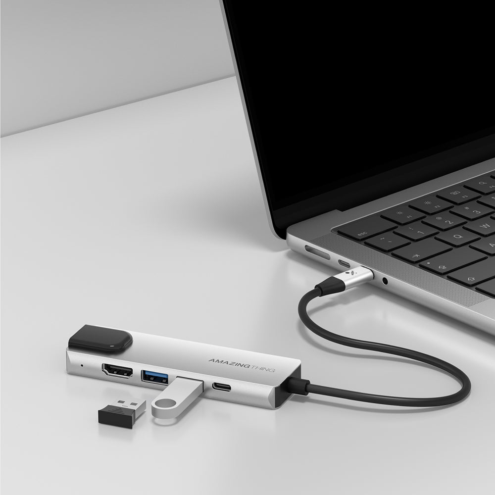 Amazingthing Thunder Pro RJ45 Type-c to HDTV 5 in 1 4K 60Hz Ethernet Dönüştürücü Adaptör Gri