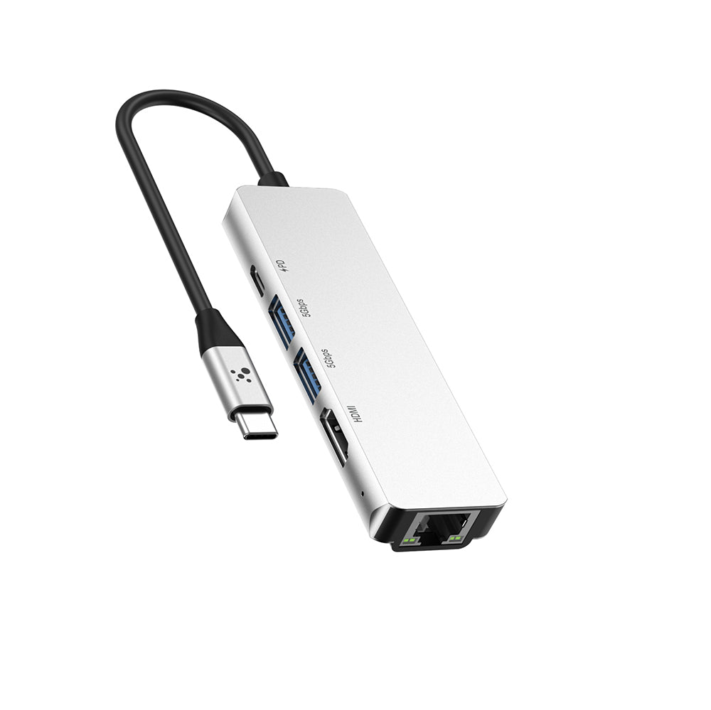 Amazingthing Thunder Pro RJ45 Type-c to HDTV 5 in 1 4K 60Hz Ethernet Dönüştürücü Adaptör Gri