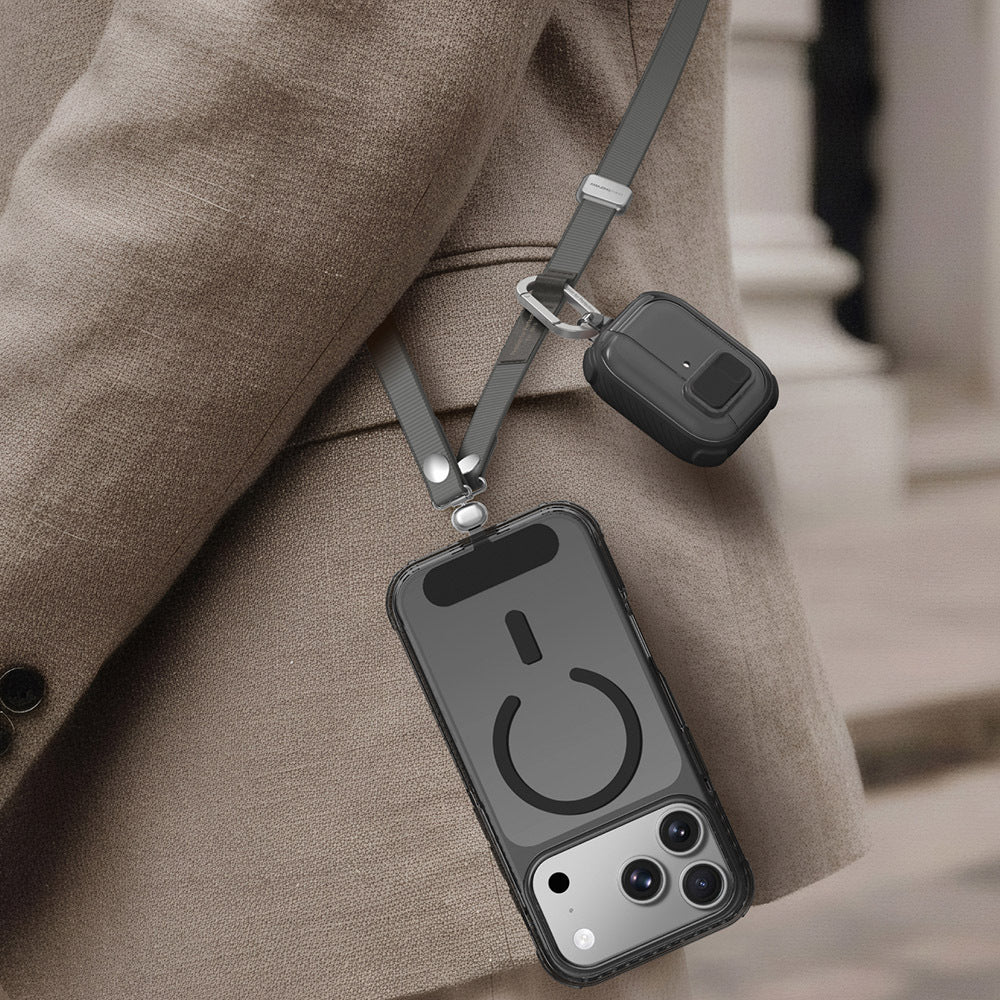 Amazingthing Titan Serisi Ayarlanabilir Manyetik Tasarımlı Telefon ve AirPods Boyun Askı İpi Siyah
