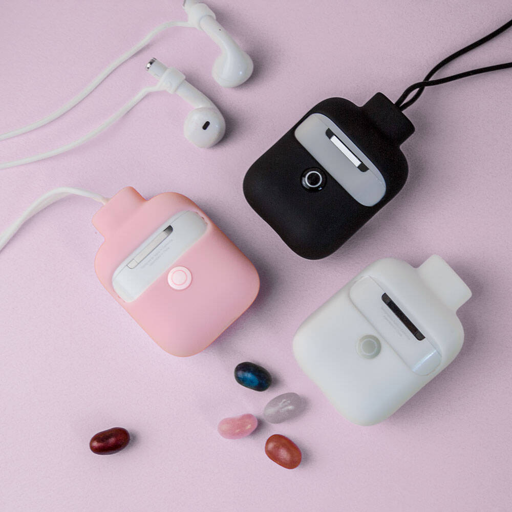 Airpods 2. Nesil Kılıf Boyun Askılı Jelly Bean Tasarımlı Kablosuz Şarj Özellikli Lisanslı Switcheasy ColorBuddy Kılıf Beyaz