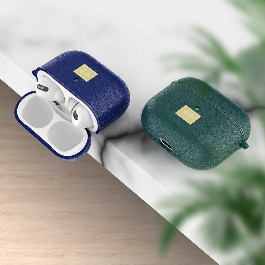Airpods 3. Nesil Kılıf Deri Görünümlü Askı Aparatlı Wlons Kılıf Siyah