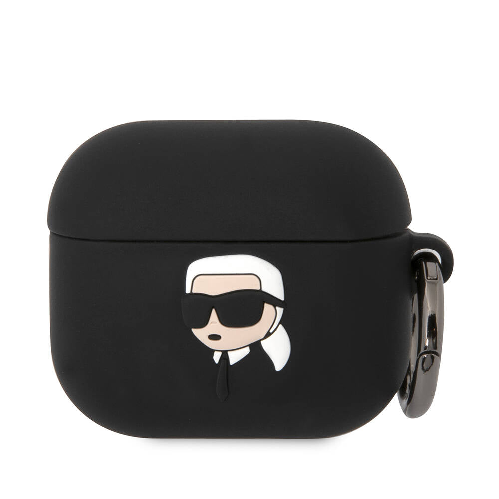 Airpods 3. Nesil Kılıf Karl Lagerfeld Orjinal Lisanslı Karl 3D Silikon Kılıf Siyah