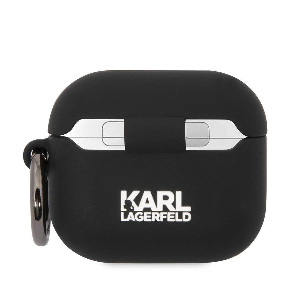 Airpods 3. Nesil Kılıf Karl Lagerfeld Orjinal Lisanslı Karl & Choupette 3D Silikon Kılıf Siyah