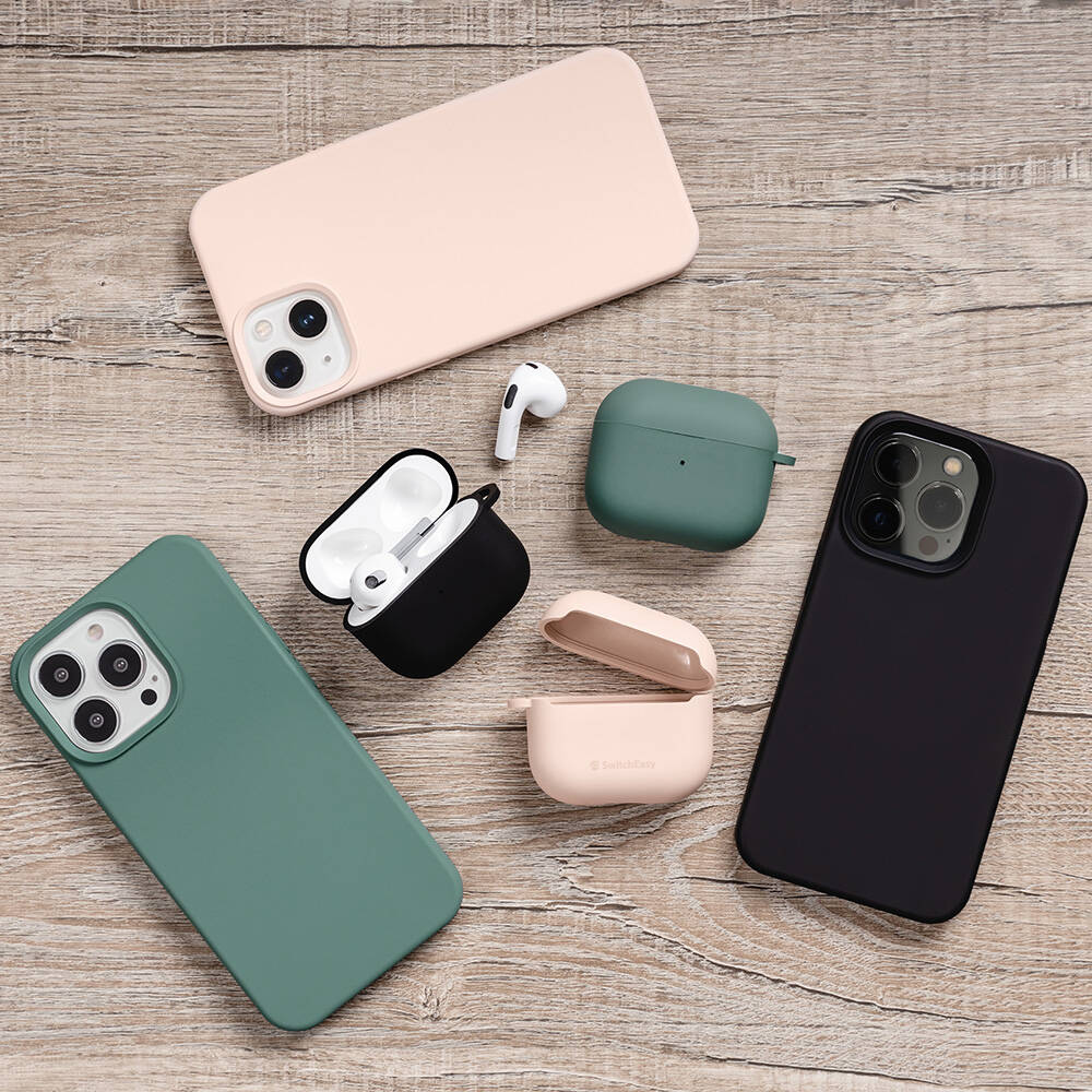 Airpods 3. Nesil Kılıf Yumuşak Dokunuşlu Likit Silikon Tasarımlı Lisanslı Switcheasy Skin Kılıf Siyah