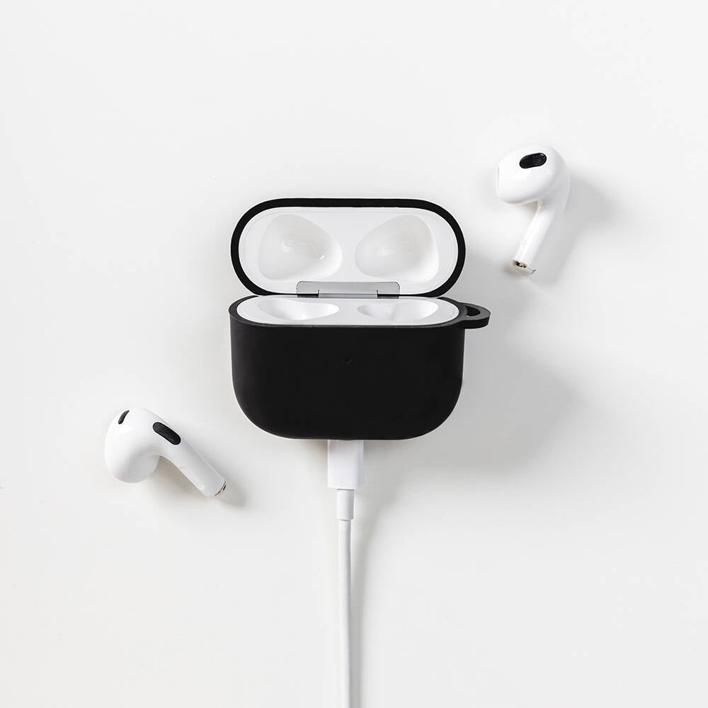 Airpods 3. Nesil Kılıf Yumuşak Dokunuşlu Likit Silikon Tasarımlı Lisanslı Switcheasy Skin Kılıf Siyah