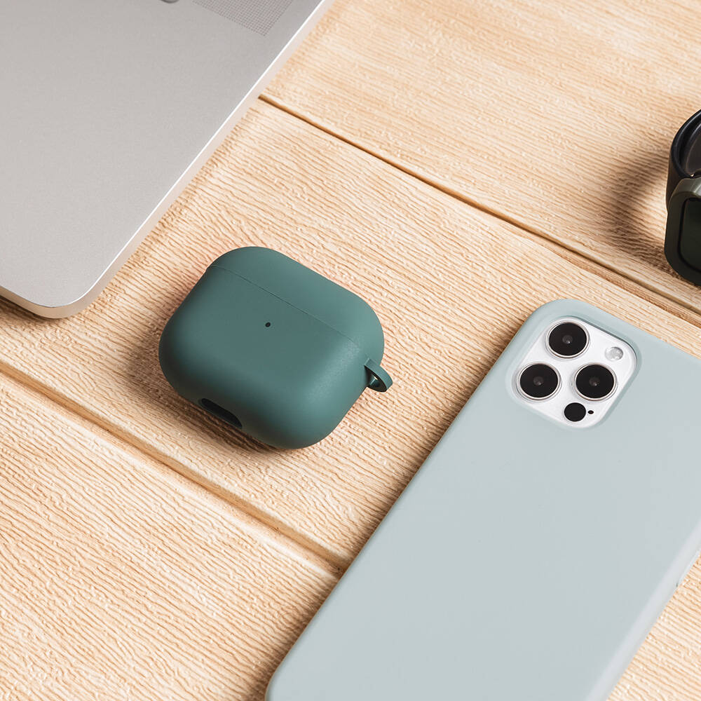 Airpods 3. Nesil Kılıf Yumuşak Dokunuşlu Likit Silikon Tasarımlı Lisanslı Switcheasy Skin Kılıf Yeşil
