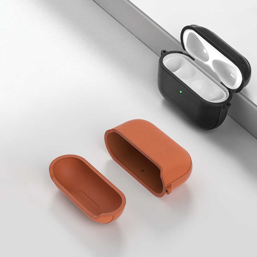 Airpods 3.Nesil Kılıf Wiwu Calfskin Kılıf Kahverengi