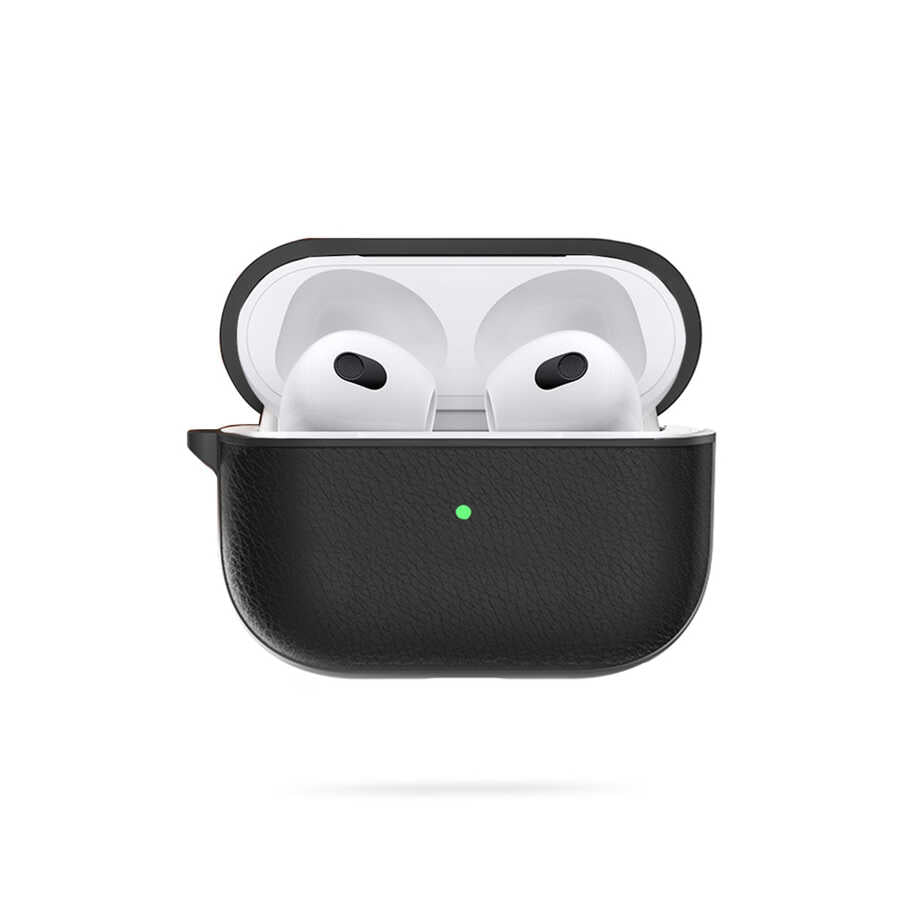 Airpods 3.Nesil Kılıf Wiwu Calfskin Kılıf Siyah