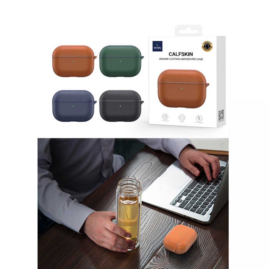 Airpods 3.Nesil Kılıf Wiwu Calfskin Kılıf Siyah
