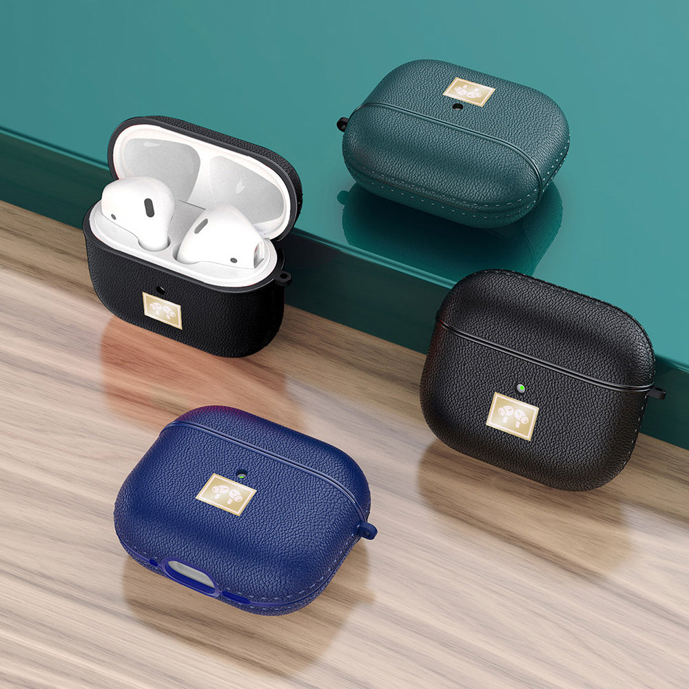 Airpods 4 Kılıf Deri Görünümlü Askı Aparatlı Wlons Kılıf Siyah