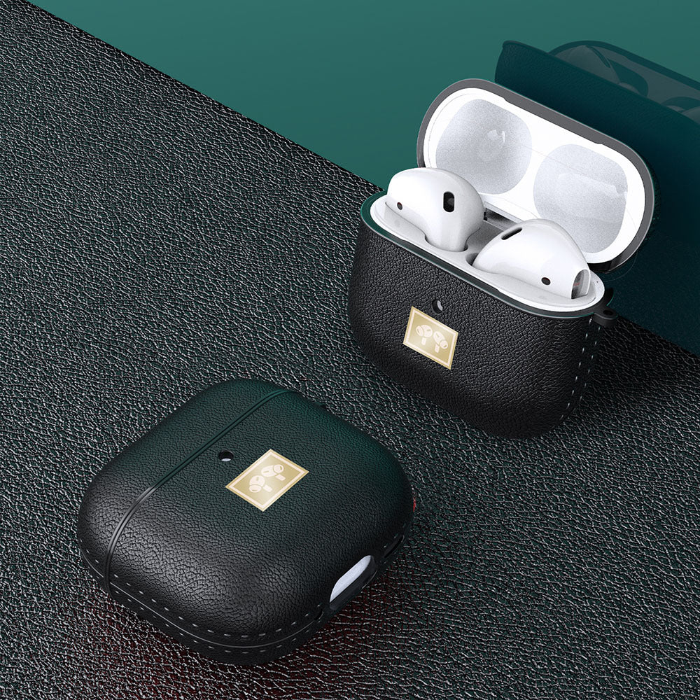 Airpods 4 Kılıf Deri Görünümlü Askı Aparatlı Wlons Kılıf Siyah