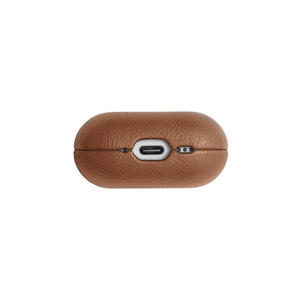 Apple AirPods 4 Kılıf Qi M-Safe Şarj Özellikli Native Union RE Classic Serisi Suni Deri Kapak Kahverengi