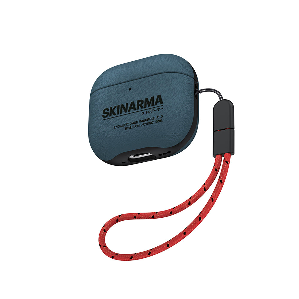 Airpods 4 Kılıf Skinarma PU Deri Tasarım Spunk Kılıf Mavi