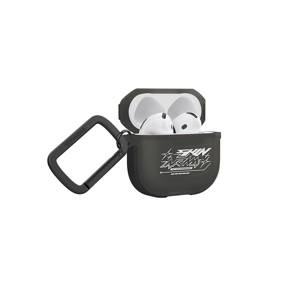 Airpods 4 Kılıf Skinarma Transparan Mat Tasarım Kinzoku Kılıf Siyah