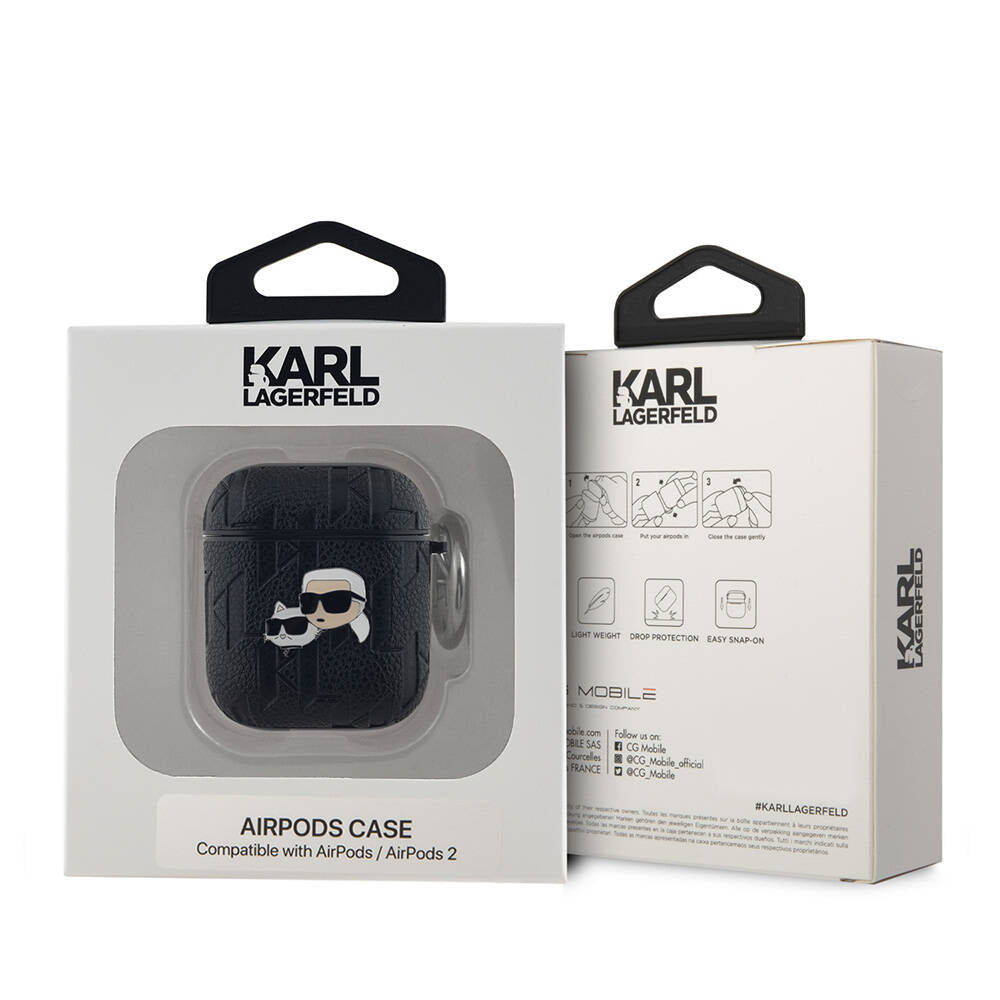 Airpods Kılıf Karl Lagerfeld Orjinal Lisanslı Monogram Silikon Kılıf Siyah
