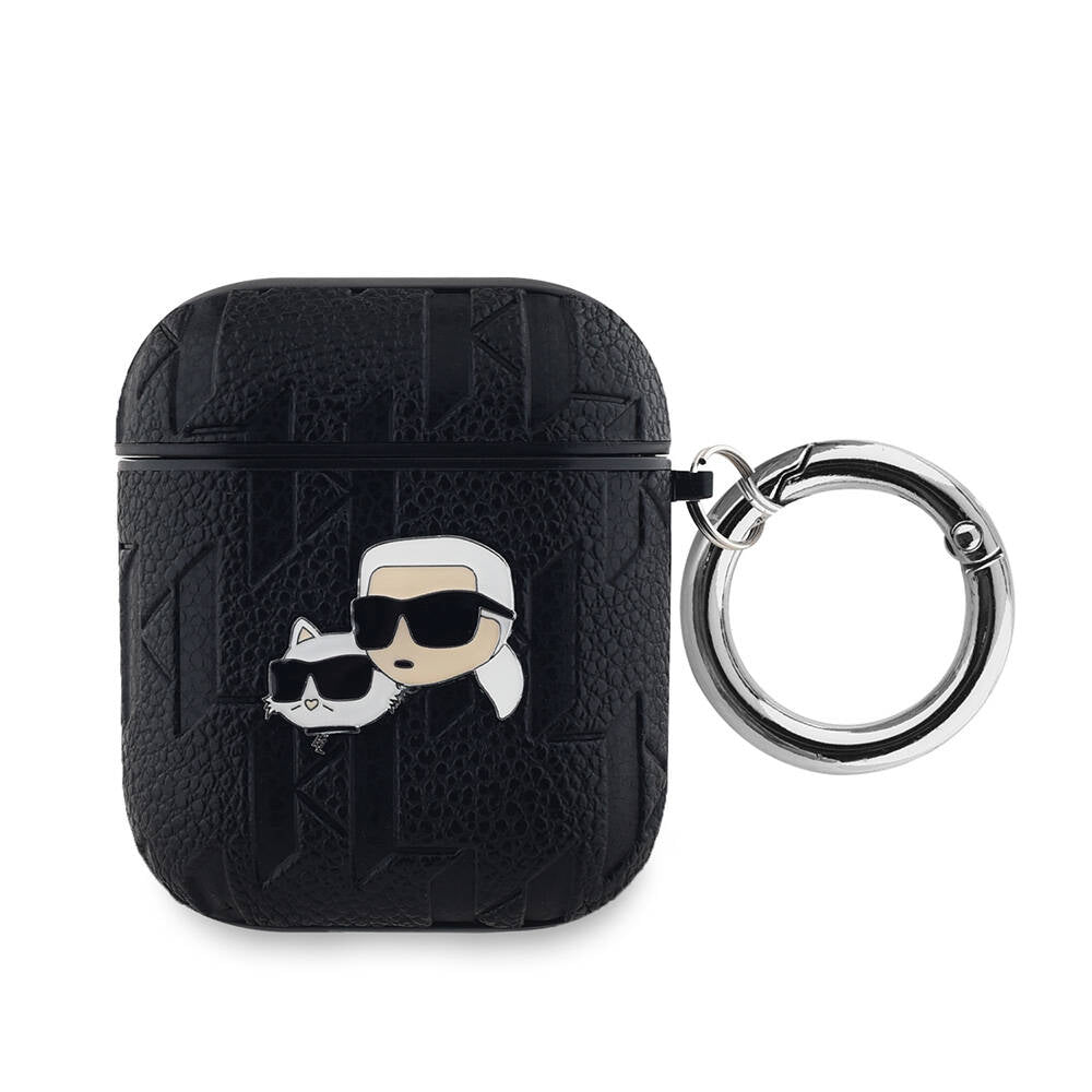 Airpods Kılıf Karl Lagerfeld Orjinal Lisanslı Monogram Silikon Kılıf Siyah
