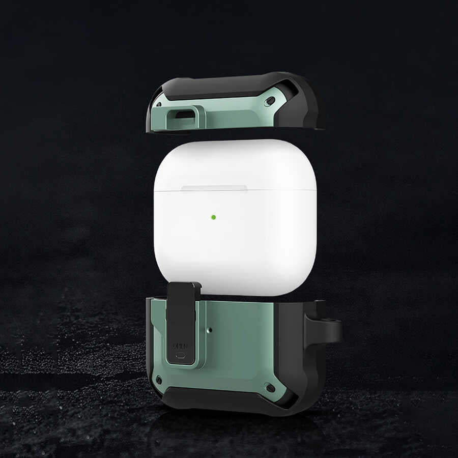 Airpods Kılıf Wiwu Mecha Kılıf Siyah-Yeşil