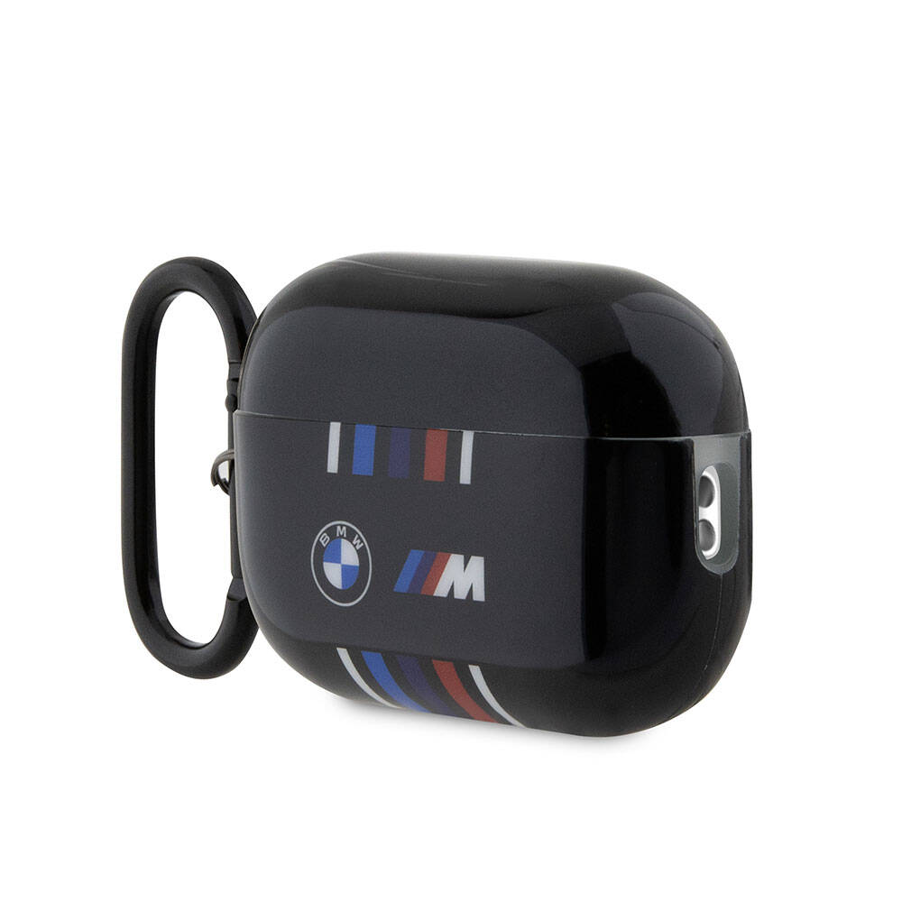 Airpods Pro 2 Kılıf BMW Orjinal Lisanslı Çoklu Renkli Çizgili Çift IMD Baskı Logolu Kılıf Siyah