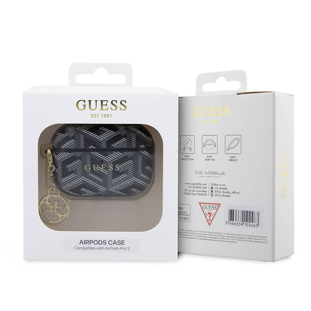 Apple Airpods Pro 2 Kılıf Guess Orjinal Lisanslı G Cube Desenli 4G Süs Zincirli Kapak Pembe