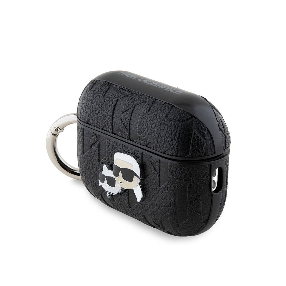 Airpods Pro 2 Kılıf Karl Lagerfeld Orjinal Lisanslı Monogram Silikon Kılıf Siyah