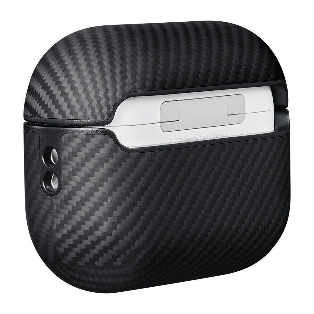 Airpods Pro 2 Kılıf Magsafe Şarj Özellikli 600D Aramid Fiber Pitaka Classic Serisi Black-Grey Twill Kılıf Siyah-Gri