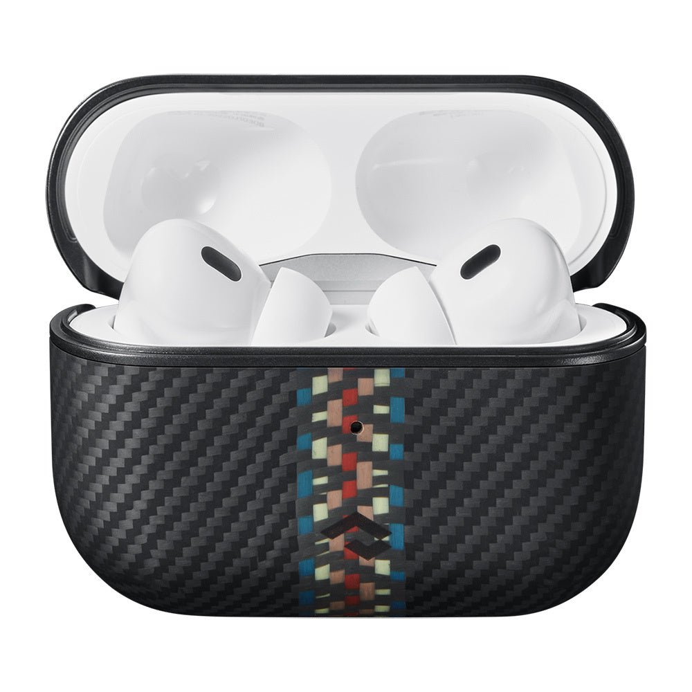 Airpods Pro 2 Kılıf Magsafe Şarj Özellikli 600D Aramid Fiber Pitaka Orchestra Serisi Rhapsody Kılıf Siyah-Mavi