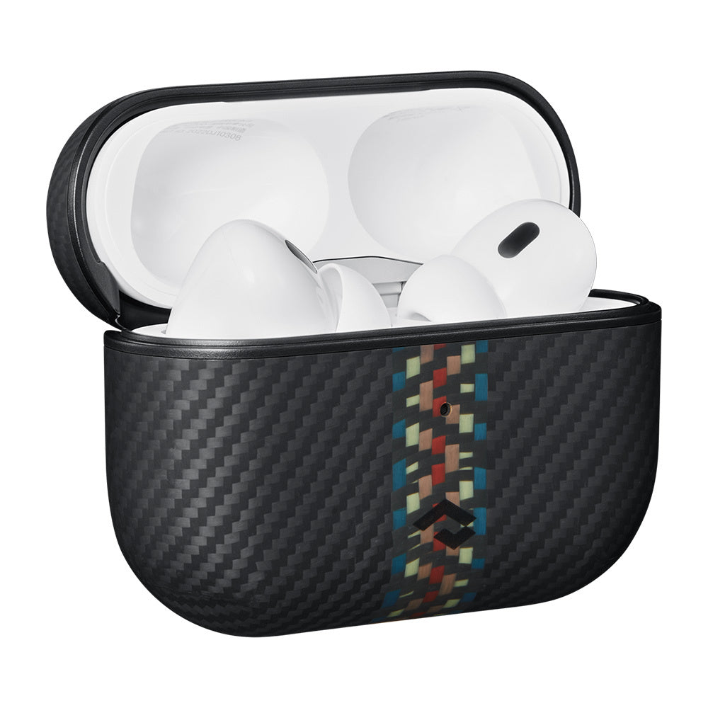 Airpods Pro 2 Kılıf Magsafe Şarj Özellikli 600D Aramid Fiber Pitaka Orchestra Serisi Rhapsody Kılıf Siyah-Mavi