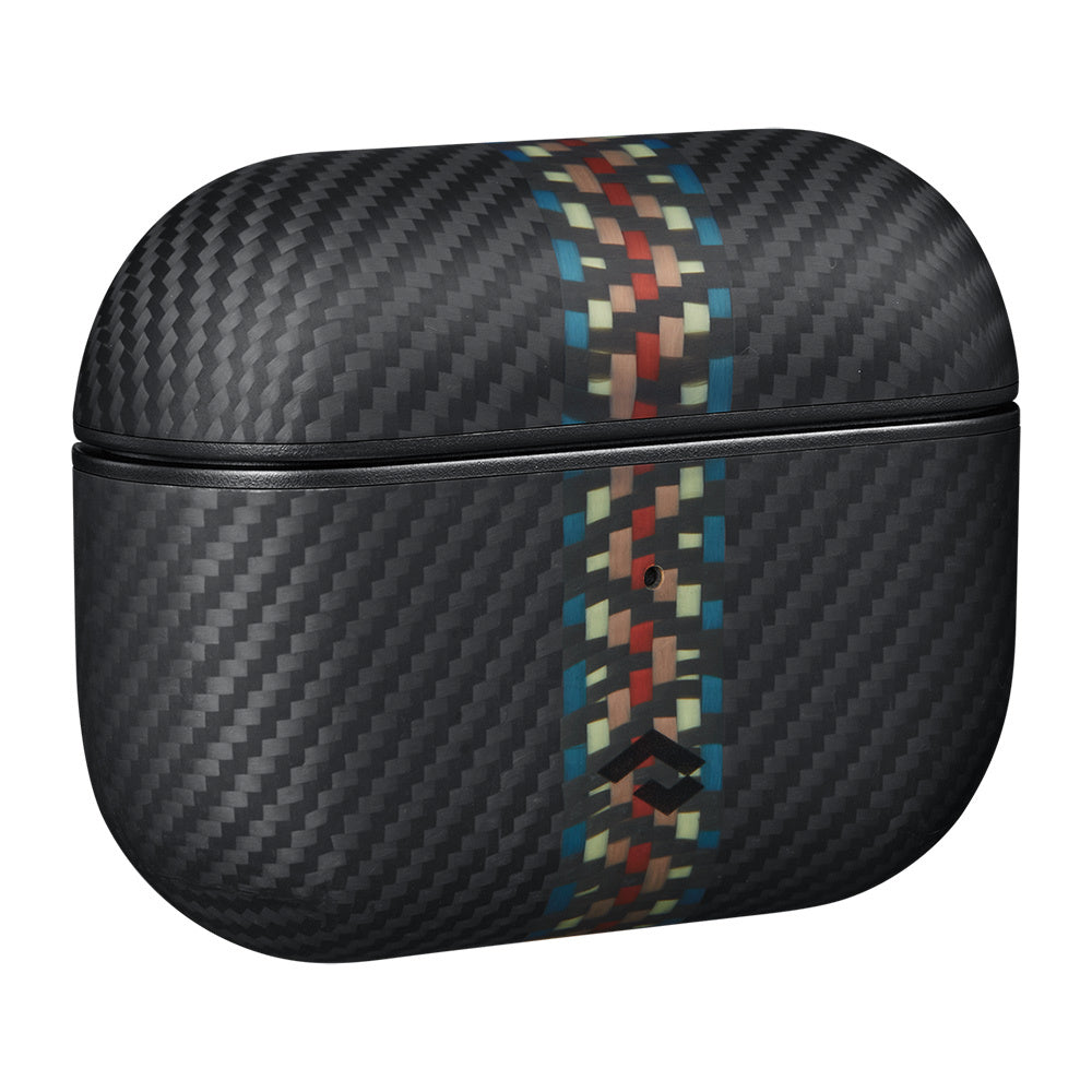 Airpods Pro 2 Kılıf Magsafe Şarj Özellikli 600D Aramid Fiber Pitaka Orchestra Serisi Rhapsody Kılıf Siyah-Mavi
