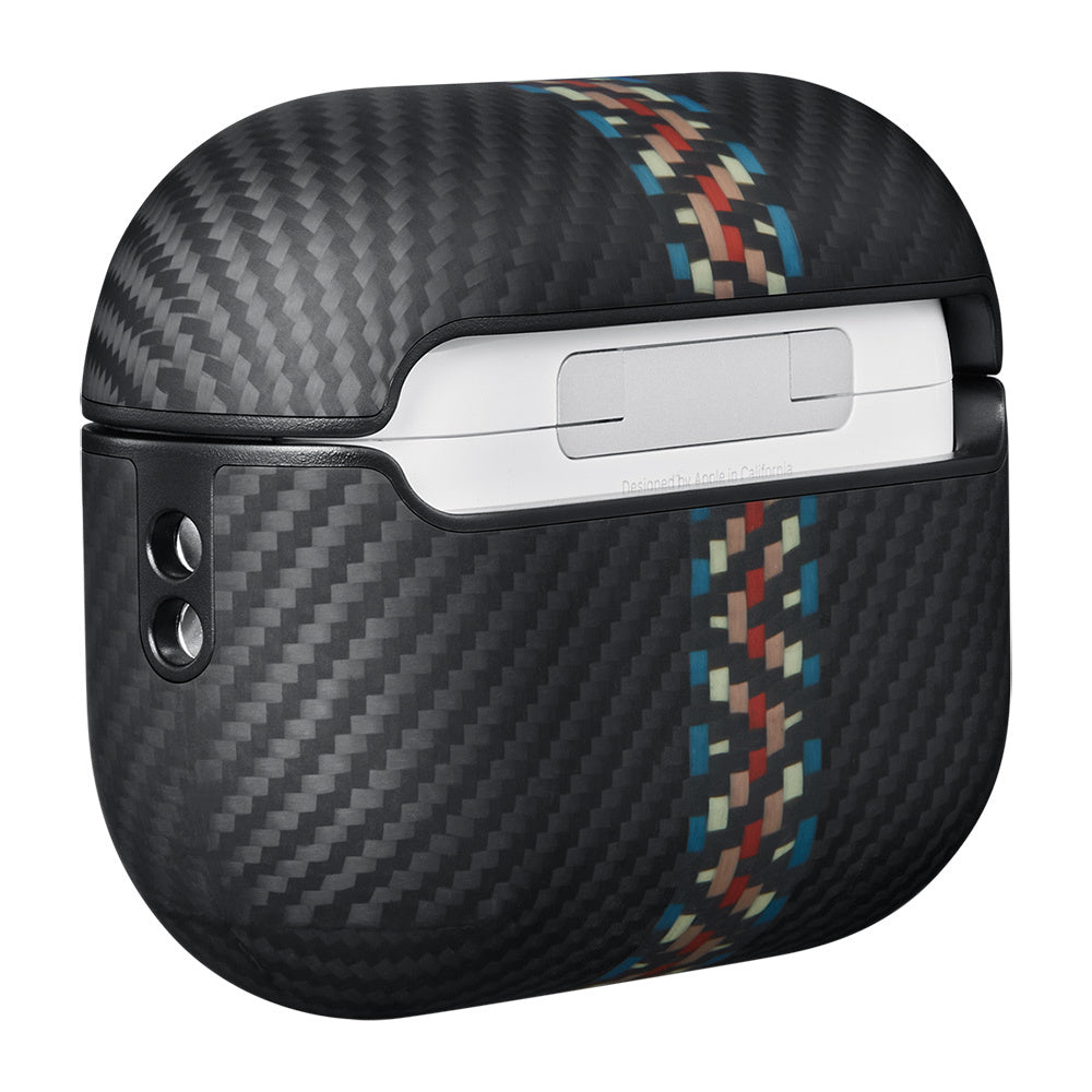 Airpods Pro 2 Kılıf Magsafe Şarj Özellikli 600D Aramid Fiber Pitaka Orchestra Serisi Rhapsody Kılıf Siyah-Mavi