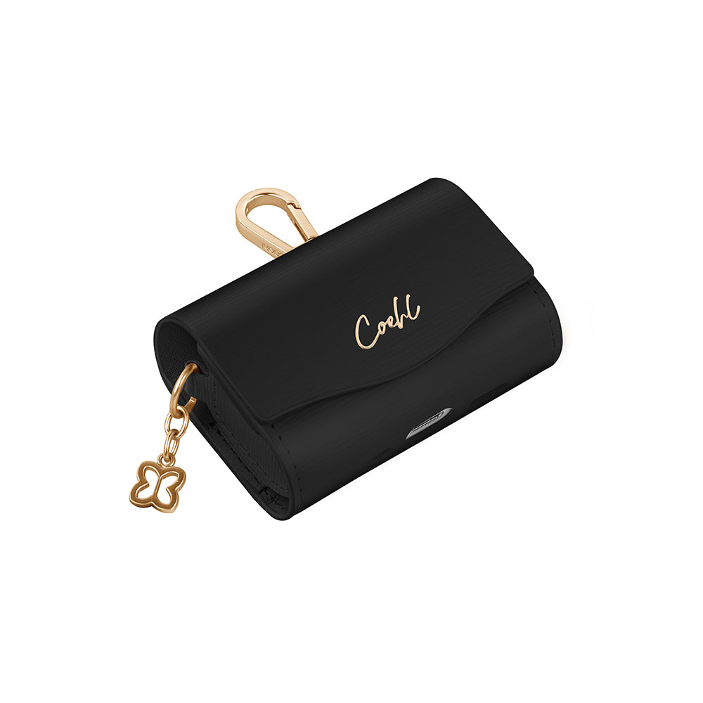 Apple Airpods Pro 2 Kılıf PU Deri Çanta Tasarımlı Coehl Mirelle Serisi Kapak Siyah