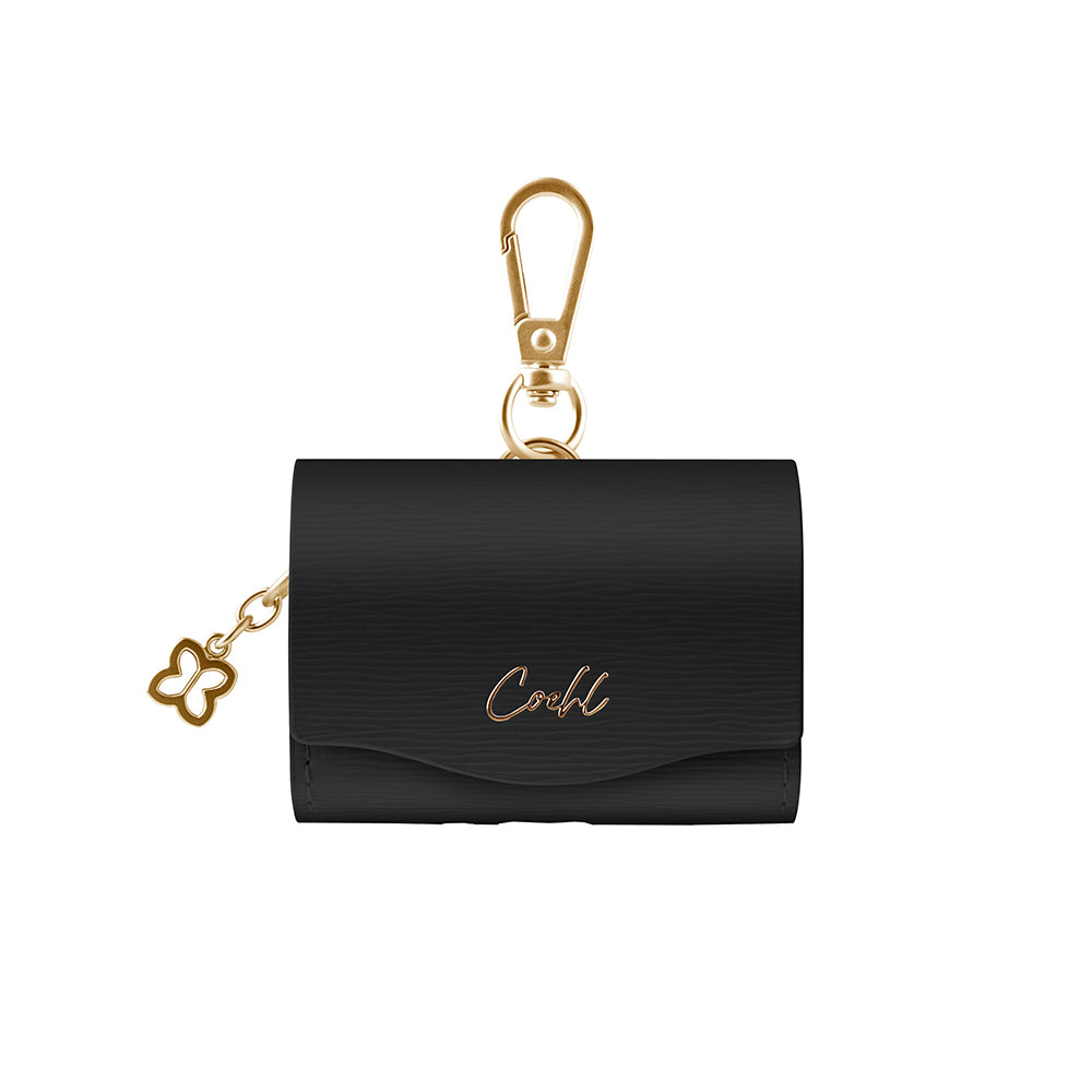 Apple Airpods Pro 2 Kılıf PU Deri Çanta Tasarımlı Coehl Mirelle Serisi Kapak Siyah